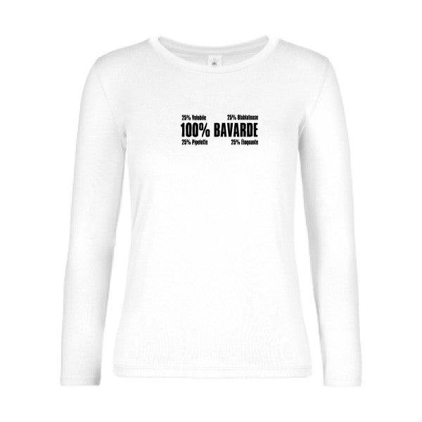 t-shirt lsl femme t-shirt-Bavarde White flex Noir
