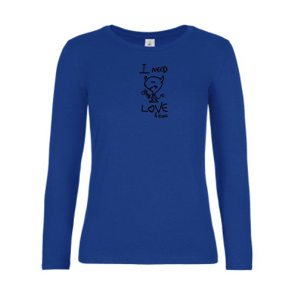 t-shirt lsl femme LOVER Royal Blue flex Noir