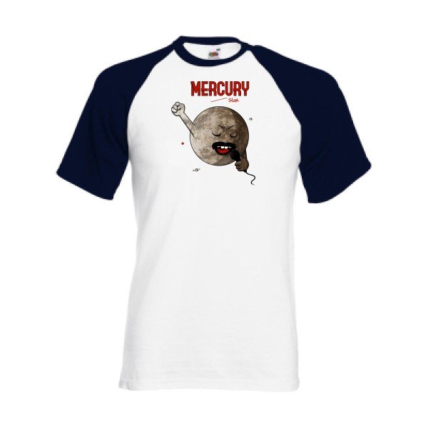 T-shirt fruit of the loom baseball  Mercury  couleur White/Deep Navy