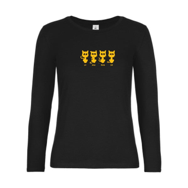 LSL Damen-T-Shirt ein zwei drei cat