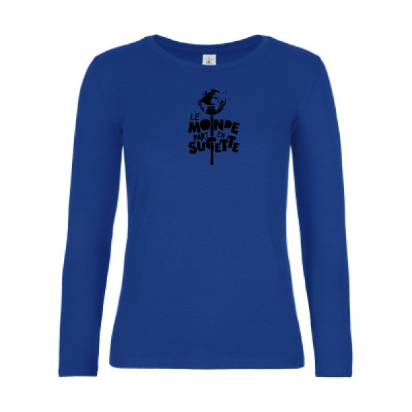 t-shirt lsl femme Le-Monde-part-en-Sucette Royal Blue flex Noir