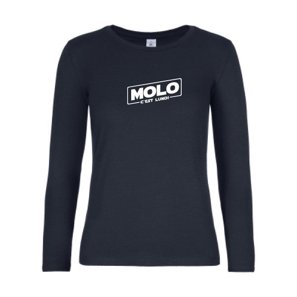 t-shirt lsl femme Molo-c-est-lundi Navy flex blanc