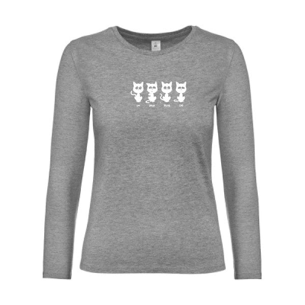 t-shirt lsl femme un-deux-trois-cat Sport Grey flex blanc