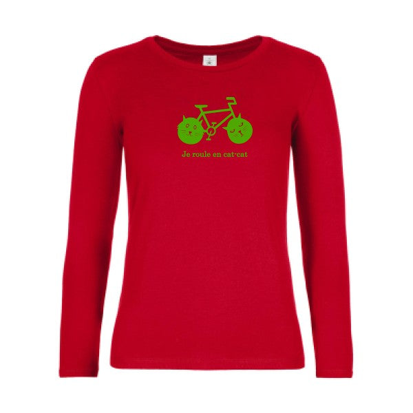 Damen-T-Shirt LSL cat-cat bike