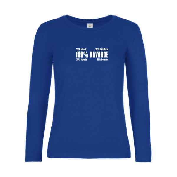 t-shirt lsl femme t-shirt-Bavarde Royal Blue flex blanc