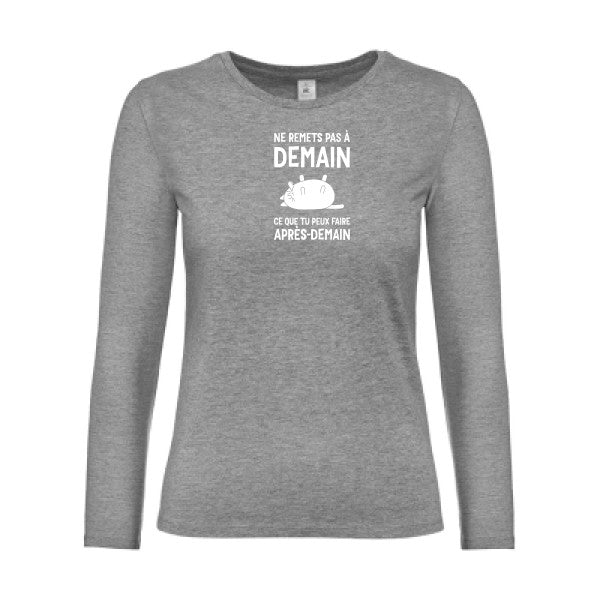 t-shirt lsl femme Ne-remets-pas-a-demain Sport Grey flex blanc