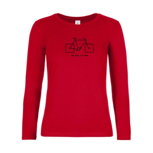 t-shirt lsl femme I-believe-I-can-ride Red flex Noir
