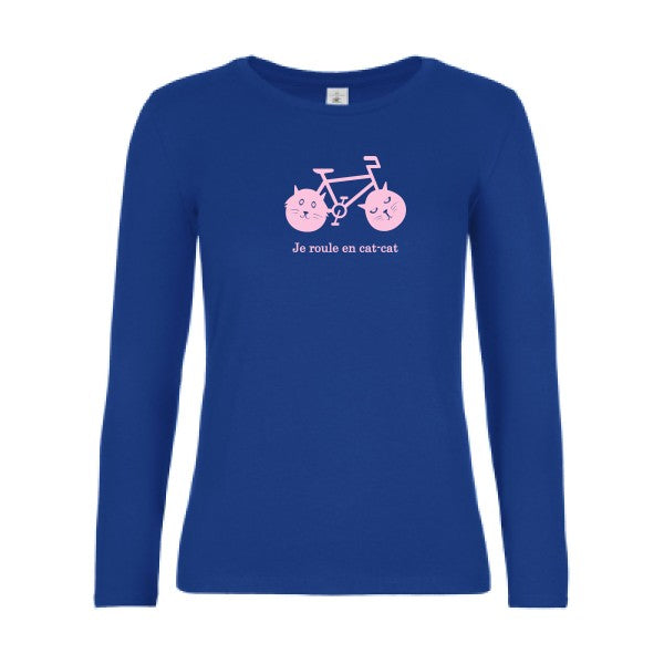 t-shirt lsl femme cat-cat-bike Royal Blue flex Rose