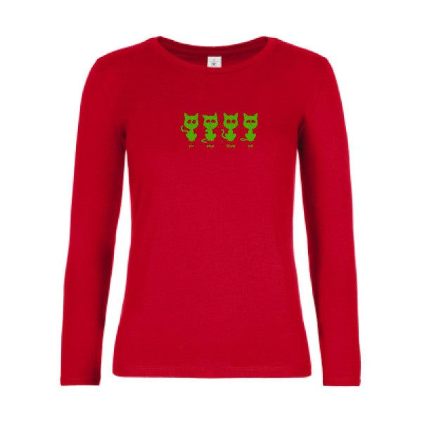 LSL Damen-T-Shirt ein zwei drei cat