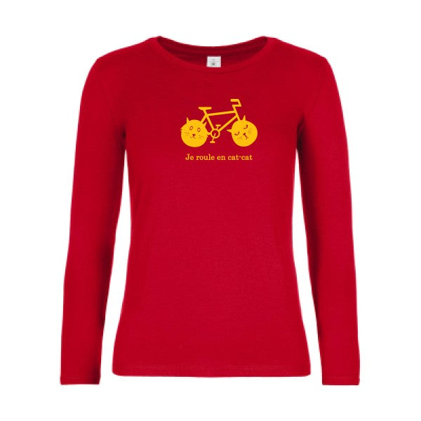 Damen-T-Shirt LSL cat-cat bike